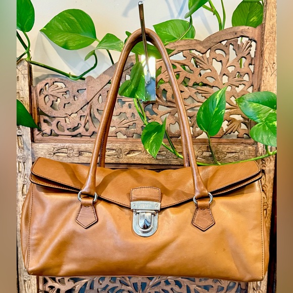Authentic Vintage Prada Caramel Tan Soft Leather Shoulder Bag - Picture 1 of 8